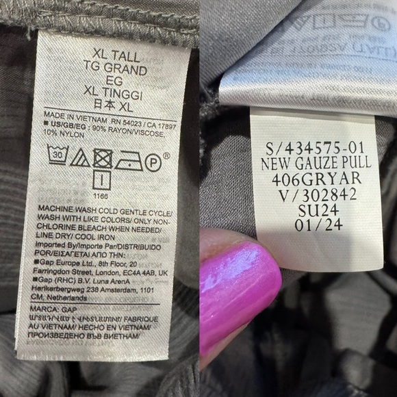 GAP Size XL TALL High Rise Crinkle Texture Pull-On Wide Leg Cargo Pants Grey - Picture 16 of 16